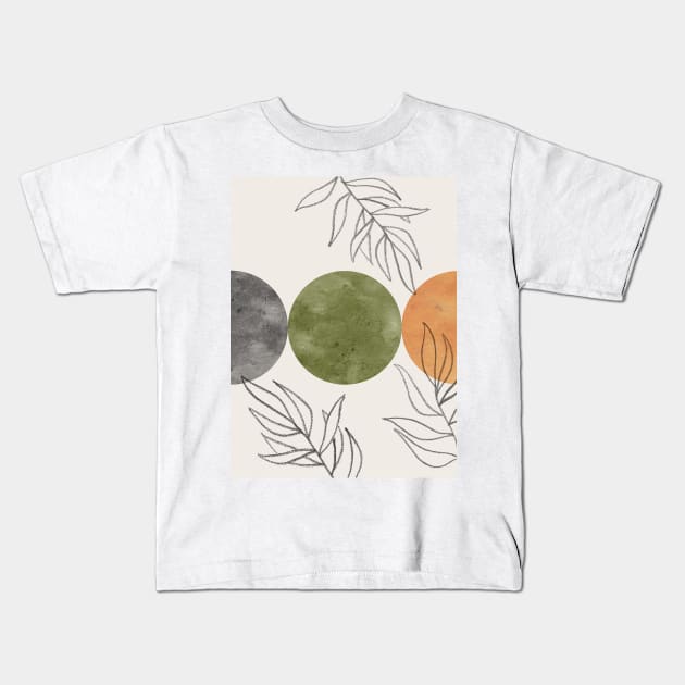 Green and terracotta botanical abstract Kids T-Shirt by WhalesWay